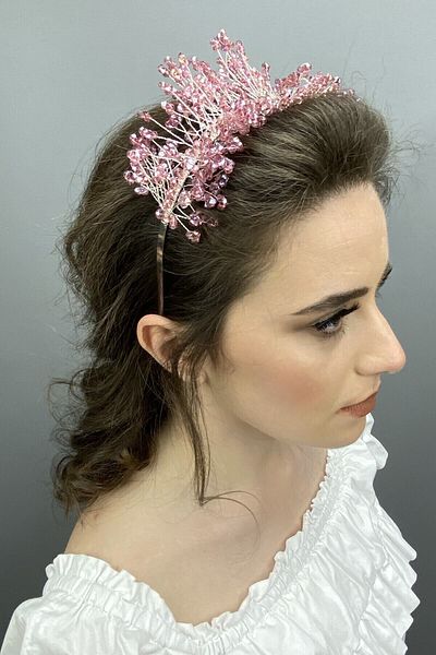 Hobigram Bridal Accessory Dusty Rose Sirius Crystal Stone Henna and Bridal Crown – Bridal Accessory, Stylish Design –