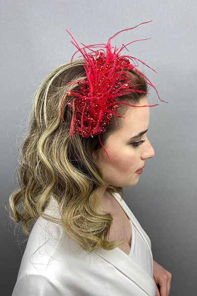 Hobigram Bridal Accessory Red Alisa Hair and Turban Accessory – Bridal Accessory, Stylish Design – Bridal Accesso