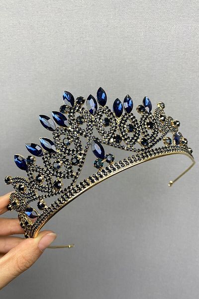 Hobigram Bridal Accessory Wedding Henna Crown Navy Blue Gold Bridal Henna Crown – Bridal Accessory, Stylish Design – Geli