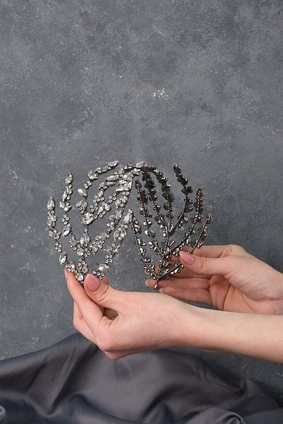 Hobigram Bridal Accessory Silver Double Sided Helen Bridal Henna Crown – Bridal Accessory, Stylish Design – Bridal Aks