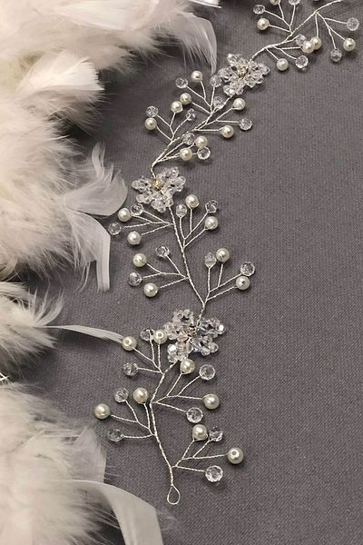 Hobigram Bridal Accessory White Crystal Hair and Turban Accessory – Bridal Accessory, Stylish Design – Bridal Accessory