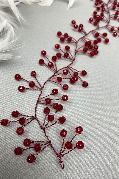 Hobigram Hair Accessory Burgundy Vella Beaded Bridal Tiara Hair Accessory – Other Hair Accessories, Stylish Design –