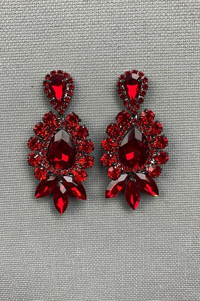 Hobigram Bridal Accessory Red Subra Bridal Henna Crown and Earrings – Bridal Accessory, Stylish Design – Bridal Accessory