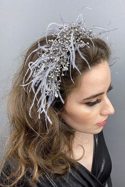 Hobigram Bridal Accessory Anthracite Gray Capella Hair and Turban Accessory – Other Hair Accessories, Stylish Design