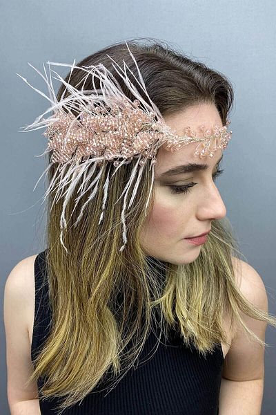 Hobigram Hair Accessory Fliyz Feathered Crystal Bridal Hair and Turban Accessory – Other Hair Accessories – Other