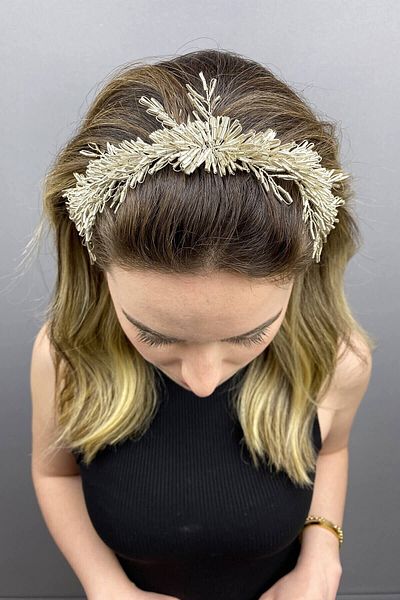 Hobigram Bridal Accessory Light Grey Halex Beaded Bridal Hair Accessory – Other Hair Accessories, Stylish Design –