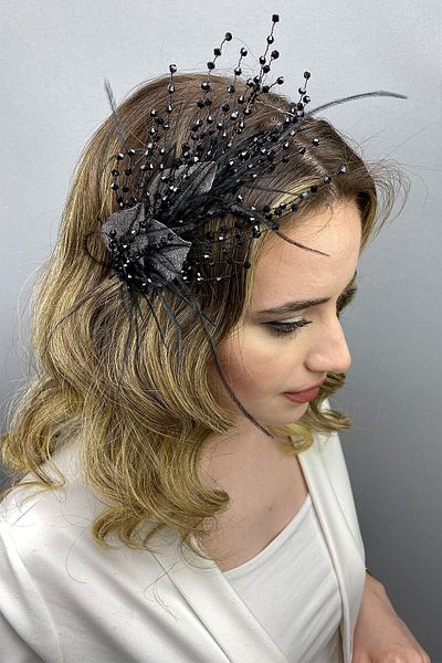 Hobigram Bridal Accessory Black Ala Leaf Model Bridal Henna Crown – Bridal Accessory, Stylish Design – Bridal Accessory