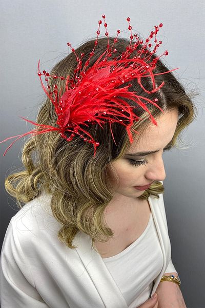 Hobigram Bridal Accessory Red Ala Leaf Model Bridal Henna Crown – Bridal Accessory, Stylish Design – Bridal Accessory