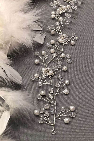 Hobigram Bridal Accessory Cream Crystal Hair and Turban Accessory – Bridal Accessory, Stylish Design – Bridal Access