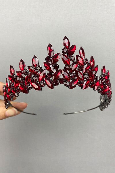 Hobigram Bridal Hair Accessory Burgundy Subra Model Bridal Henna Crown – Bridal Accessory, Stylish Design – Bridal Accesso