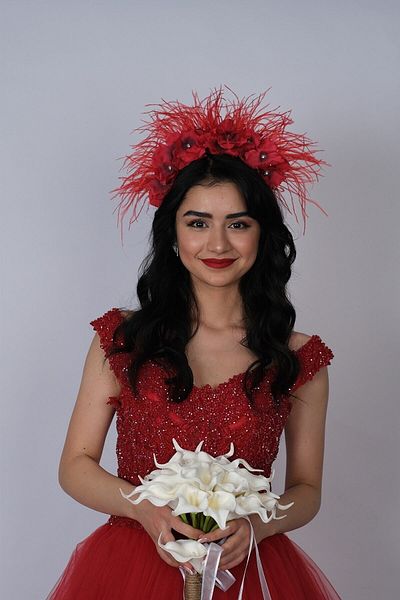 Hobigram Bridal Accessory Hydrangea Stone Feathered Design Bridal Henna Crown – Bridal Accessory, Stylish Design – Geli