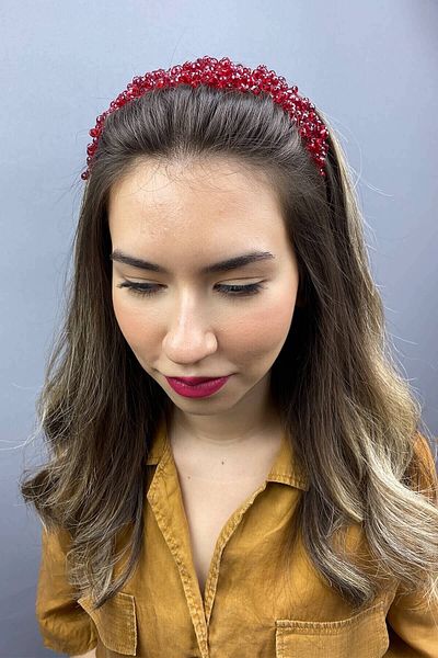 Hobigram Bridal Accessory Burgundy Asian Crystal Bridal Hair Accessory – Bridal Accessory, Stylish Design – Bridal Accessory