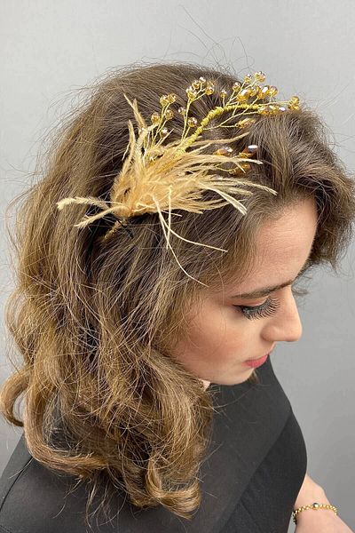 Hobigram Hair Accessory Ozly Feathered Crystal Bridal Hair and Turban Accessory – Other Hair Accessories – Other S