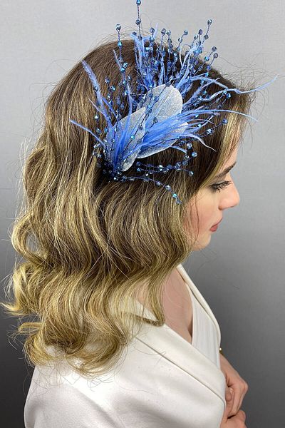 Hobigram Bridal Accessory Indigo Blue Ala Leaf Model Bridal Henna Crown – Bridal Accessory, Stylish Design – Bridal