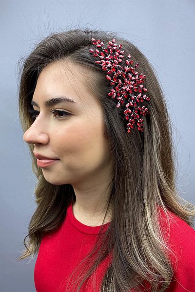 Hobigram Bridal Accessory Red Island Model Scalloped Hair Accessory – Bridal Accessory, Stylish Design – Bridal Akse