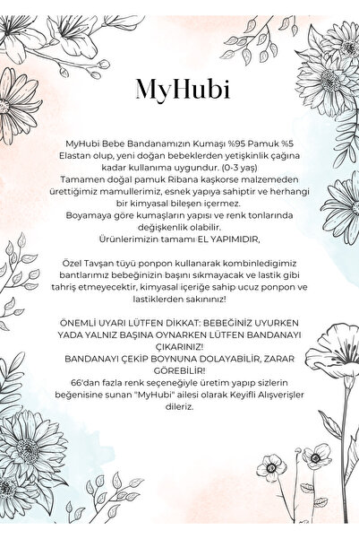 MyHubi El Yapımı Kız Bebek Tavşan Tüyü Ponpon Bandana