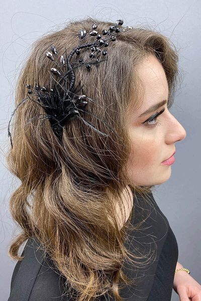 Hobigram Hair Accessory Ozly Feathered Crystal Bridal Hair and Turban Accessory – Other Hair Accessories – Other S