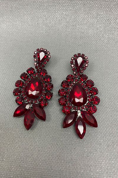 Hobigram Bridal Accessory Burgundy Berlin Model Bridal Henna Crown and Earrings – Bridal Accessory, Stylish Design – Bridal