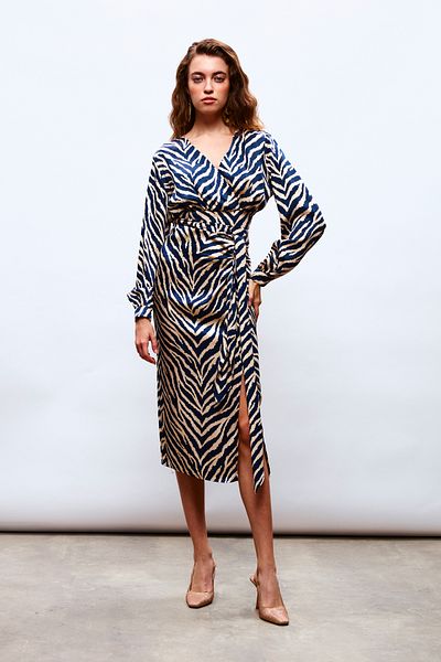 Sateen Σατέν φούστα με σχέδιο Zebra - Navy Blue