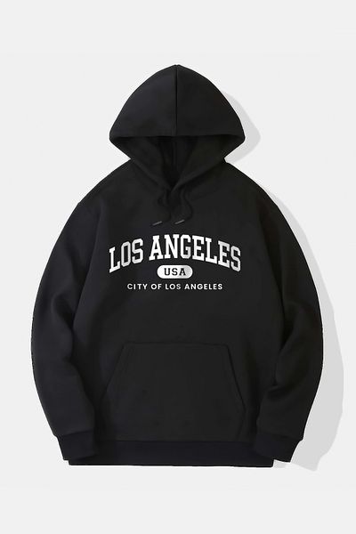 Moodopia Μαύρο φούτερ Los Angeles USA με στάμπα με κουκούλα