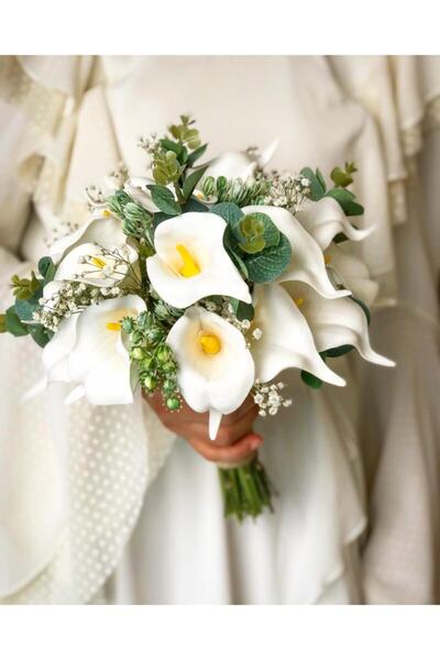Hobigram En Güzel Gelinlere Islak Dokulu Gala Buketi /canlı Dokulu Gala Çiçeğ...