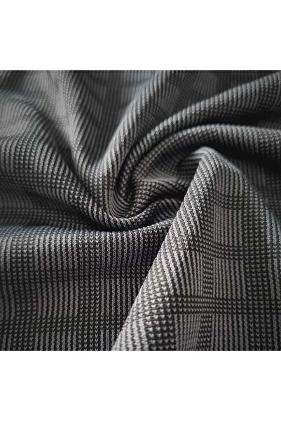 Dore Ekose Desenli Koyu Gri Ince Yazlık Gömleklik Bluzluk Kumaş