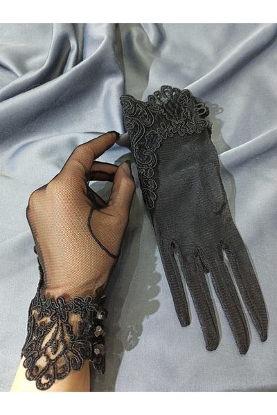 Hobigram Wedding Wedding Product Tulle and Lace Gloves – Gloves, Stylish Design, Women's Accessory