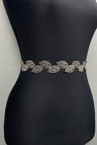 Hobigram Handmade Belt Anthracite Gray Leaf Stone Dress Belt and Waist Accessory – Belt, Stylish Design