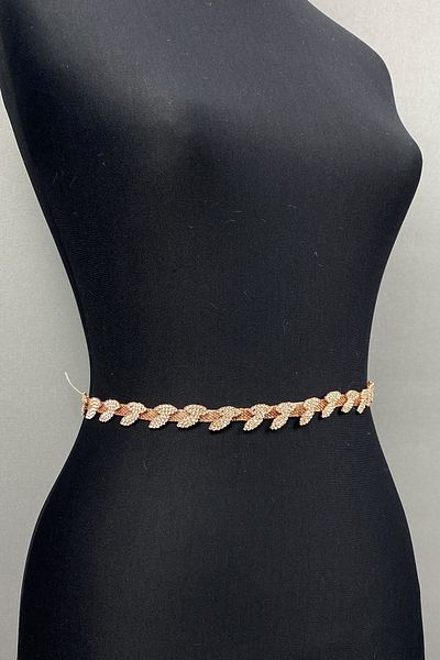 Hobigram Handmade Belt Rose Color Stone Thin Leaf Pattern Accessory Waist Belt – Belt, Stylish Design