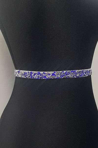Hobigram Handmade Belt Saks Blue Bead Embroidered Evening Dress Belt Waist Accessory – Belt, Stylish Design