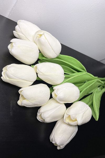 Hobigram Τεχνητό λουλούδι Τεχνητό λουλούδι Wet Tulip 10 τμχ Λευκό – Τεχνητό & Ξηρό Λουλούδι, Κομψό Σχέδιο, Γυναικείο Αξεσουάρ –