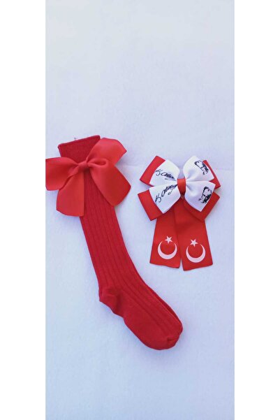 Sare Çocuk Giyim 29 October Themed Girl's Red Knee Socks Set