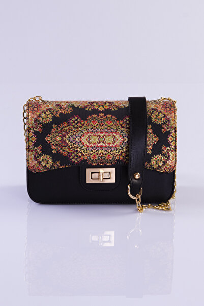 MOTTİF İSTANBUL Zincirli Otantik Dokuma Siyah Omuz Çanta 1015.10