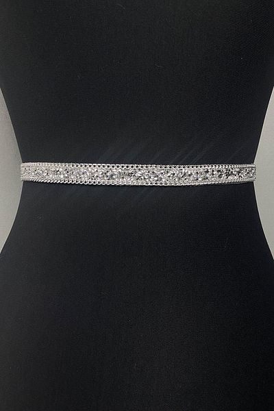 Hobigram Handmade Belt Silver Color Shiny Bead Embroidered Evening Dress Belt Waist Accessory