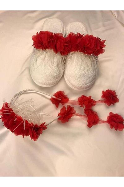 Hobigram Maternity Sets Red Pearl Slippers Crown Set 1057 – Maternity Set, Stylish Design, Women's Accessory – Maternity