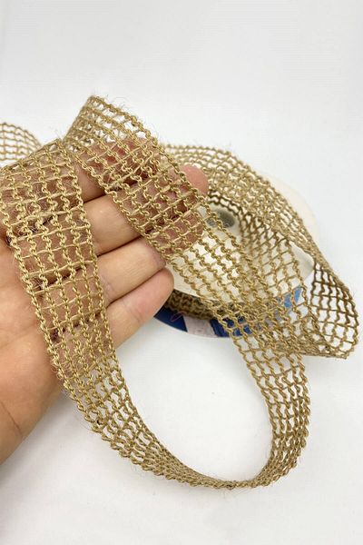Hobigram Κορδέλα από διχτυωτό νήμα 2,5 cm 10 Mt – Πλεκτό νήμα, κομψό σχέδιο, γυναικείο αξεσουάρ – Πλεκτό νήμα
