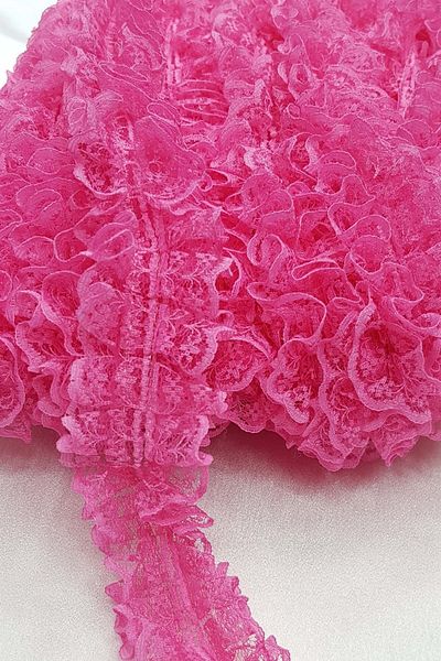 Hobigram Lace Types Dark Pink Double Sided Lace Ruffle 4 cm – Lace, Stylish Design, Women's Accessory