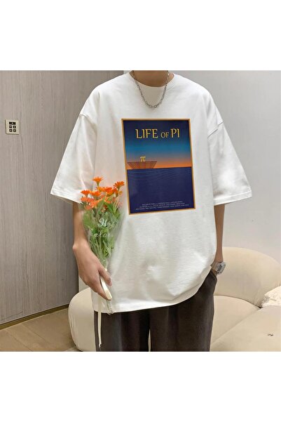 Violon Tricou oversize unisex alb cu imprimeu tipografic „Life Of Pi”