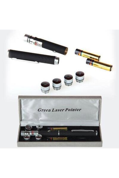 Çokuygunuz Yeşil Lazer Pointer 100 Mw 10km Etkili 5 Başlıklı