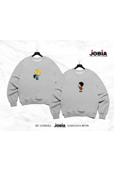 Jobia Outdoors Unisex Γυναικείες άντρες Cedric Chen Printed Lover Couple Συνδυασμός λαιμόκοψης 3 κλωστών Σετ 2 τεμαχίων