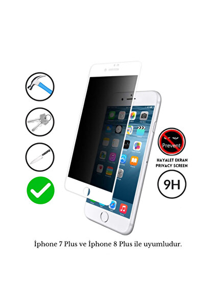 POWELL İphone 7Plus 8Plus beyaz Hayalet Ekran seramik Tam Kaplayan Gizli Kırı...