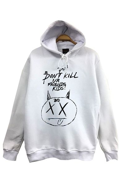 fame-stoned Hanorac alb cu glugă unisex cu imprimeu Xxxtentacion, 100% bumbac