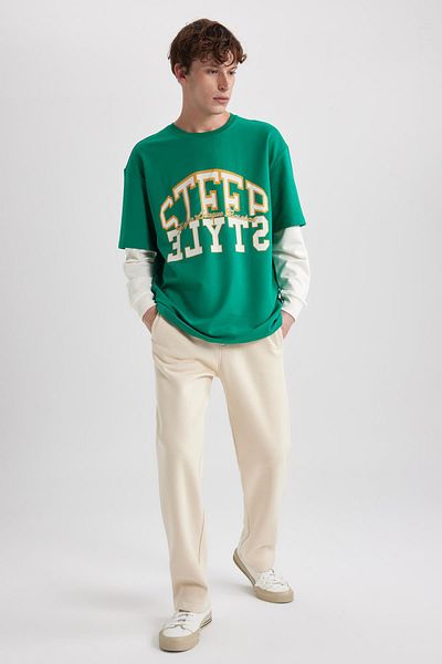 DeFacto Regular Fit Sweatpants Elastic Waist Fleto Pocket Straight Leg A3359Ax23Au