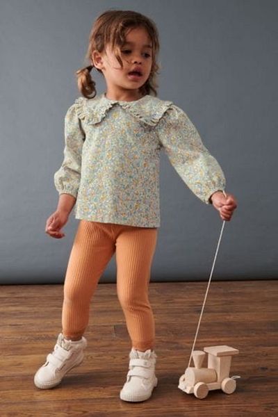 Next Baby 100% Cotton Green Ditsy Top and Bottom Set