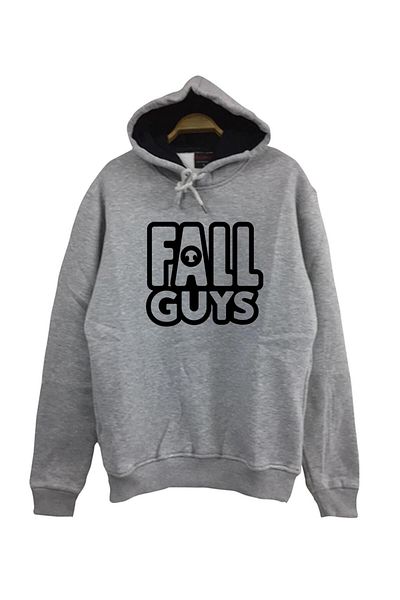 fame-stoned Φούτερ με κουκούλα Unisex Grey Fall Guys Game με στάμπα