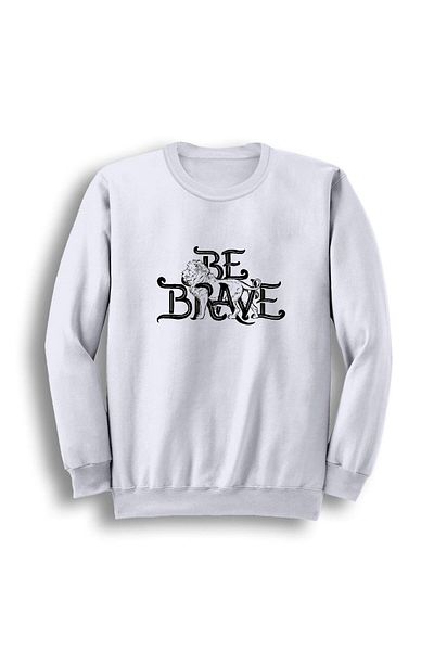 fame-stoned Φούτερ Unisex White Be Brave με στάμπα με λαιμόκοψη