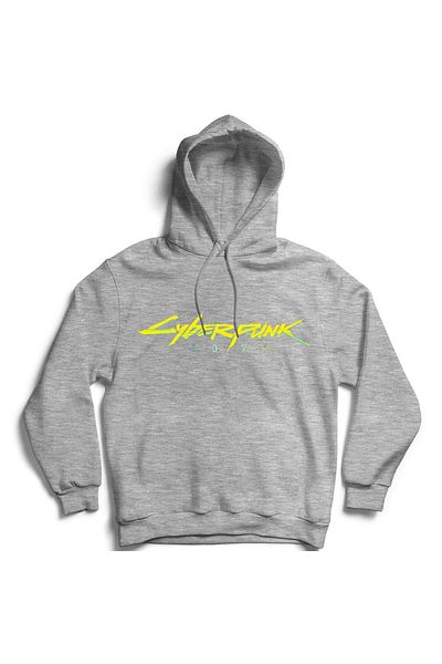 fame-stoned Φούτερ με κουκούλα Unisex Grey Cyberpunk