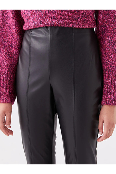 LC Waikiki Lcw Casual Slim Fit Women's Leather Look Pants
