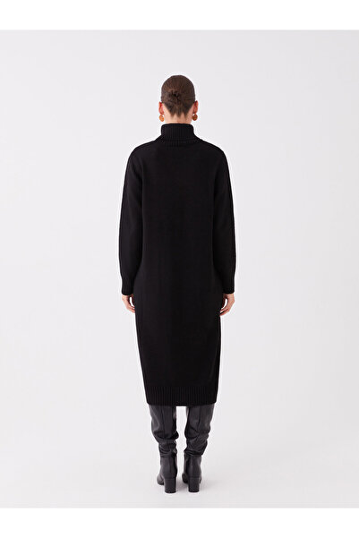 LC Waikiki Oversize dámské úpletové šaty – rolák, pevný dlouhý rukáv