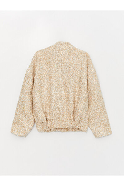 LC Waikiki High Collar Plain Long Sleeve Tweed Women's Jacket